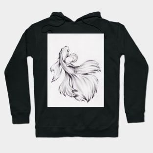 Water Dance - Charcoal Pencil Drawing of a Siamese Fighting Fish Hoodie